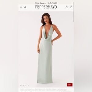 Peppermayo Light Green Plunge Maxi Dress